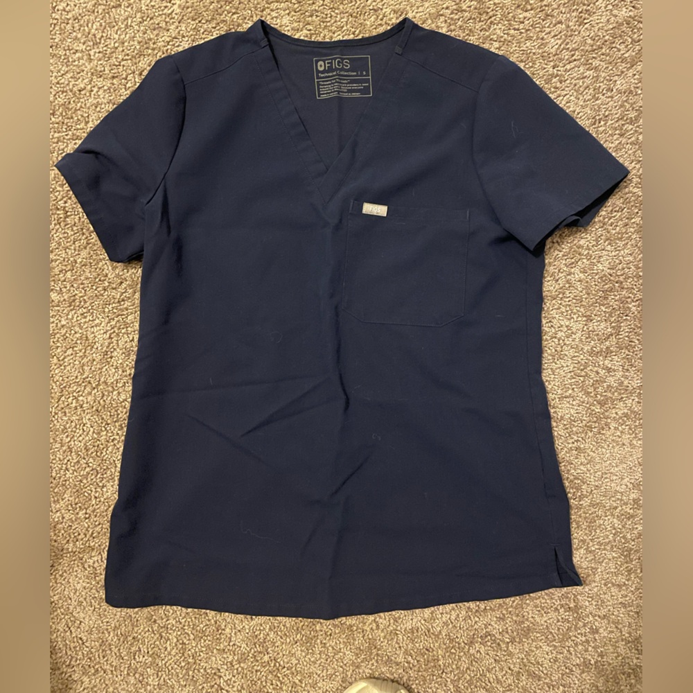 Navy Catarina One-Pocket Scrub Top